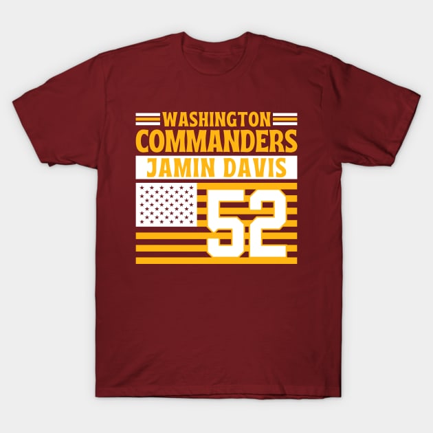 Washington Commanders Davis 52 American Flag Football T-Shirt by Astronaut.co
